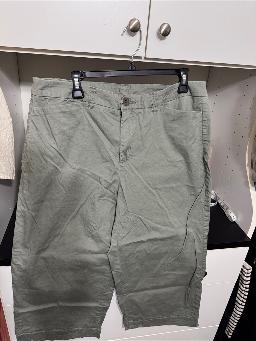 Kim Rogers Sage Green Cotton Chino Capris